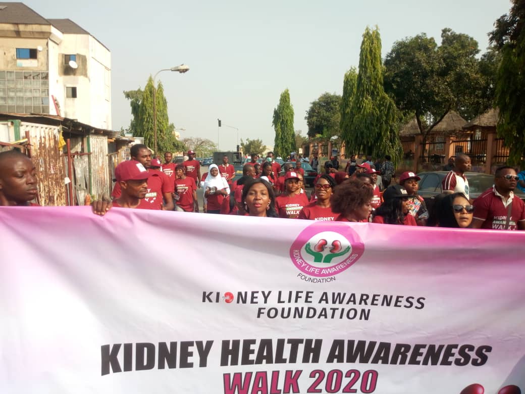 Kidney Health Awareness Walk 2020 - Participants with banner
